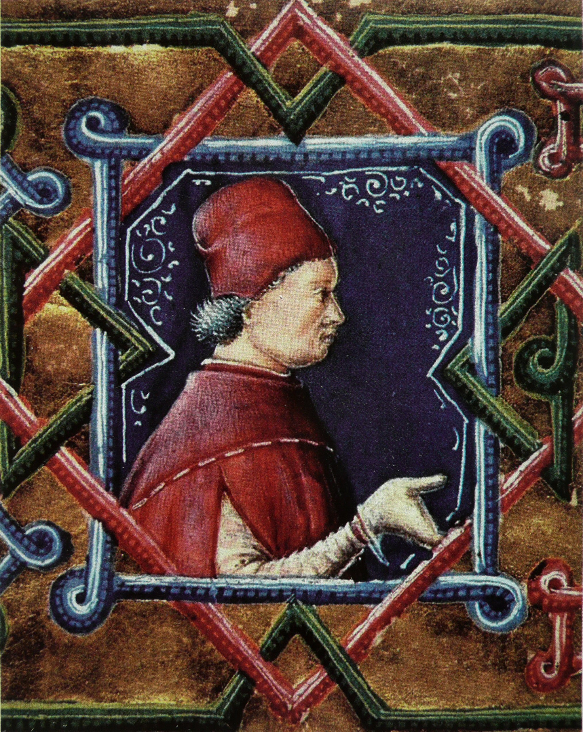 Portrait de János Vitéz. Frontispice d'un manuscrit (Plaute, Comédies)